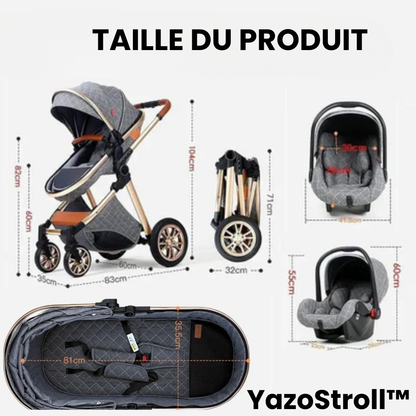 YazoStroll™ | Poussette 3 en 1 pour bébé