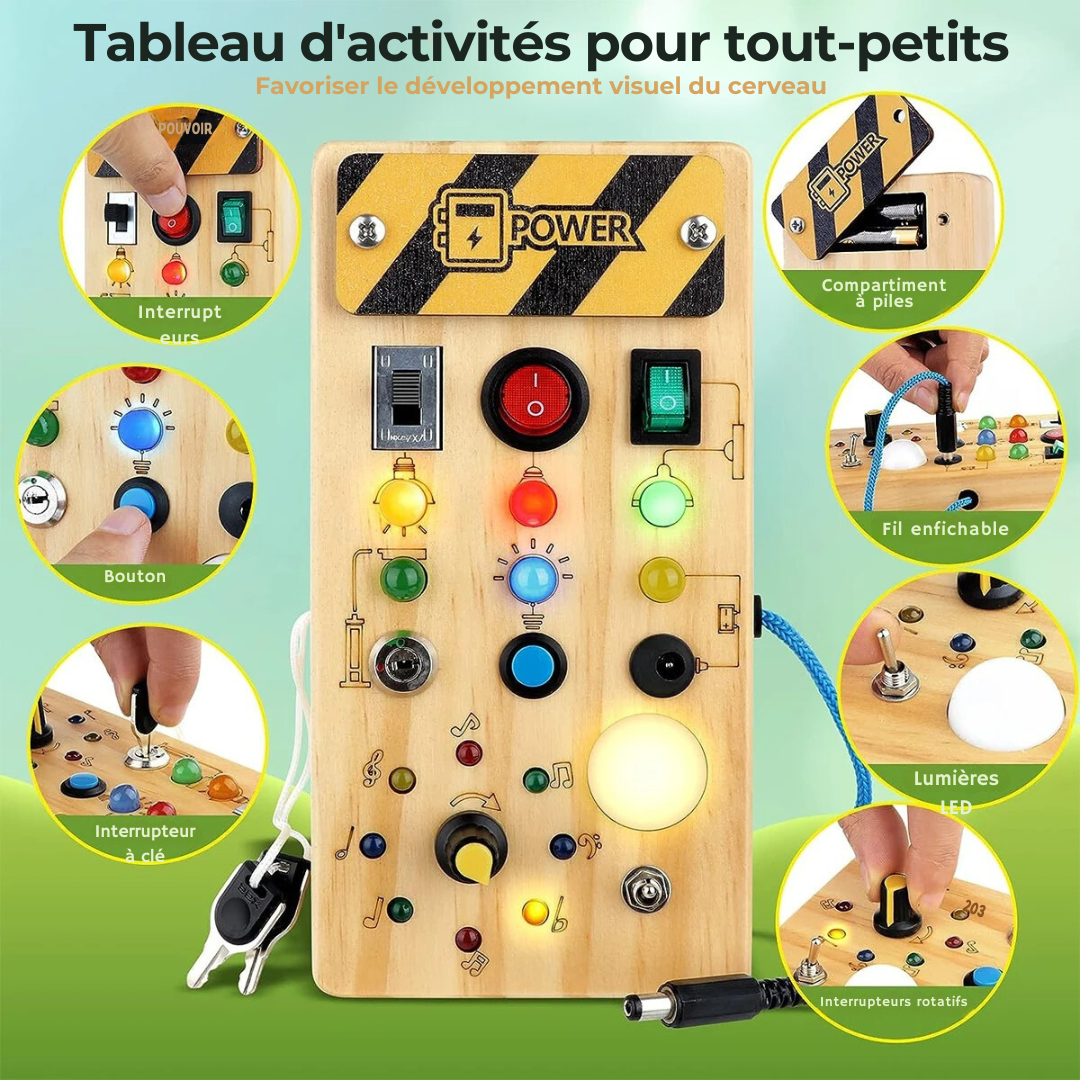 Tableau en bois électrique Montessori | BusyBoard™